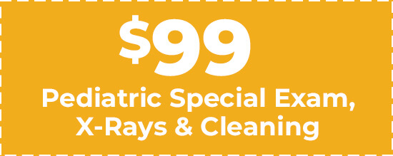 $99 Pediatric Special Exam, X-Rays & Cleaning