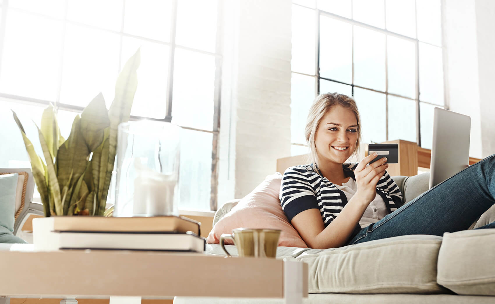 woman paying a bill online