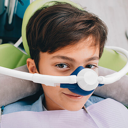 young boy undergoing nitrous oxide sedation